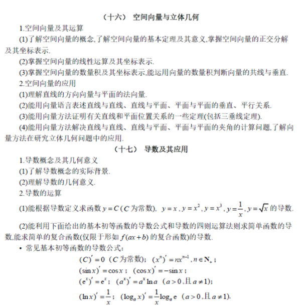 全国新课标高考理科数学考试大纲(完整)
