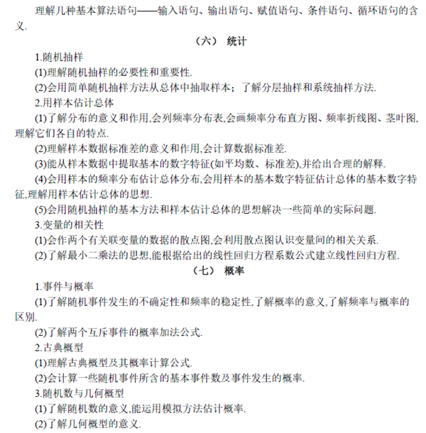 全国新课标高考理科数学考试大纲(完整)