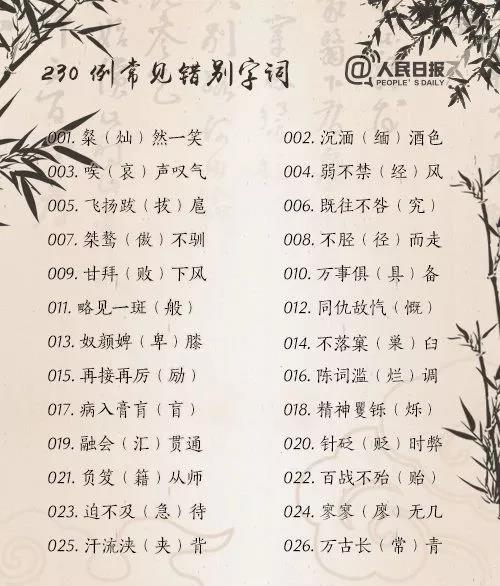 考试易丢分的230个错别字1